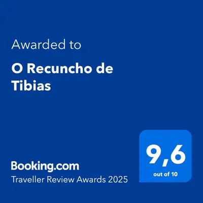 a screenshot of a text box with the text awarded to robinia de tib at O Recuncho de Tibias in Pereiro de Aguiar
