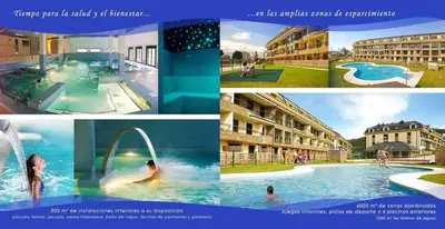 a collage of pictures of a swimming pool at Costa SPA Terraza de lujo - Playa las Catedrales in San Miguel de Reinante