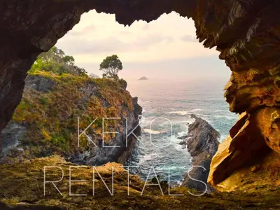 a cave view of the ocean from a cliff at Camiño Vello in Viveiro